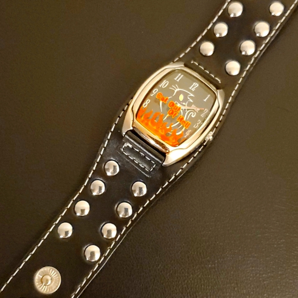 Genuine leather cat watch